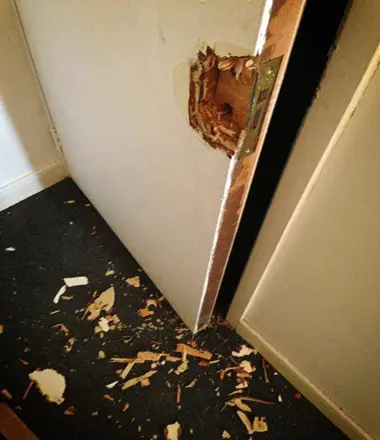 Rogue locksmith door damage